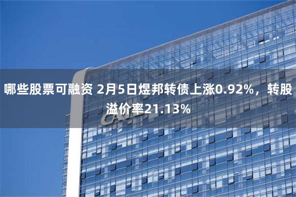 哪些股票可融资 2月5日煜邦转债上涨0.92%，转股溢价率21.13%